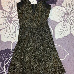 Charlotte Russe Black & Gold Sparkle Fit-and-Flare Women's Juniors Dress XS
